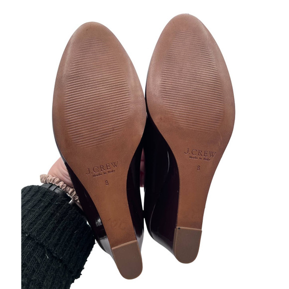 NWOT! J.Crew Patent Leather Almond Toe Wedges. Size 8 made in Italy - Picture 7 of 8